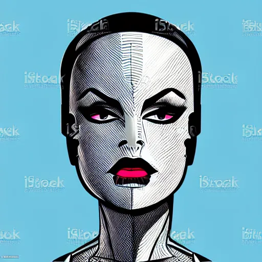 Prompt: robot android woman 1 9 5 0 s era vector art cell shaded allure beautiful makeup curvy highly detailed art by ilya kushinov