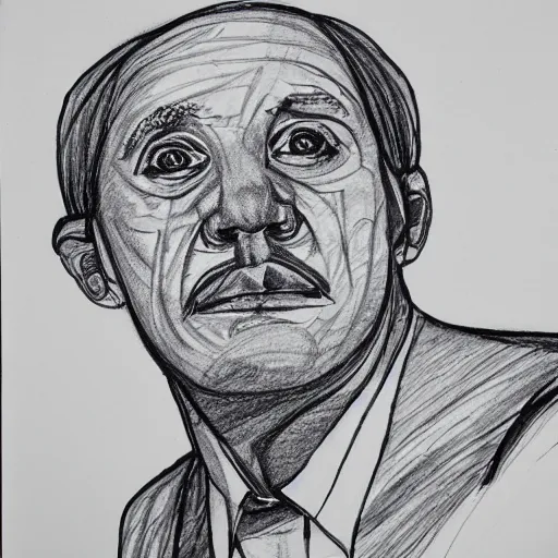 Image similar to continuous single line contour - drawing of captain - kangaroo, pen on white paper