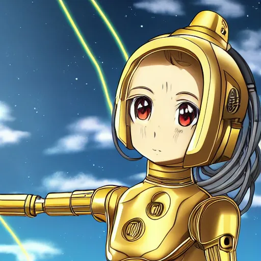 Prompt: C3P0 as a cute anime girl