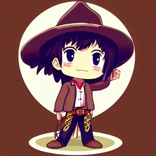 Image similar to cute cowboy character, chibi, anime