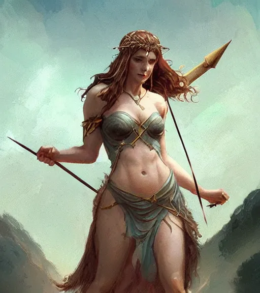 Prompt: aphrodite goddess wearing an arrow on her head, digital illustration, in the style of greg rutkowski, fantasy, amazing detail, epic, intricate, elegant, smooth, sharp focus