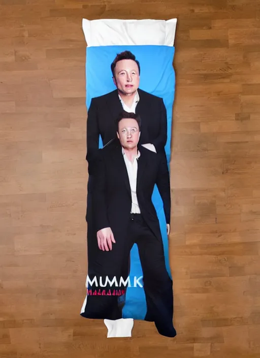Image similar to elon musk dakimakura advertisement, best selling on etsy