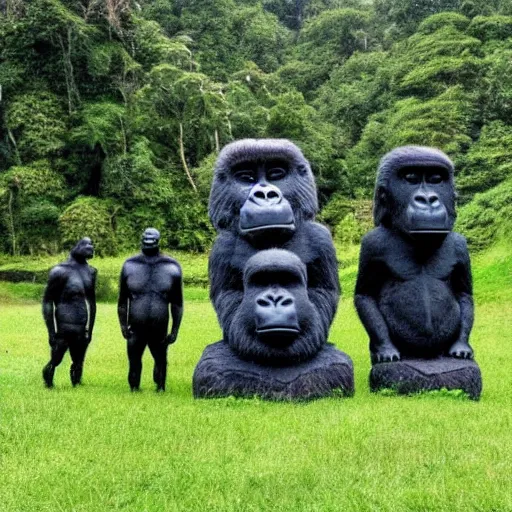 Prompt: gorilla moai