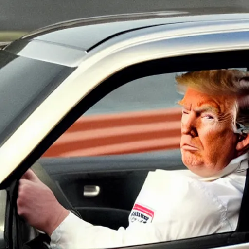 Prompt: photo of Donald Trump as Driver in Drive movie