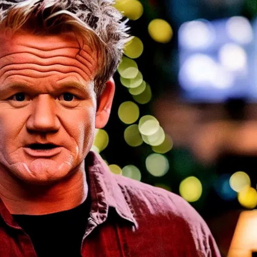 Image similar to gordon ramsey starring as home alone movie, movie still, 8 k