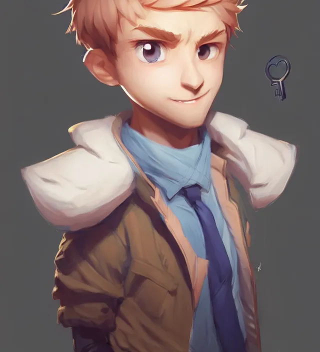 Image similar to character concept art of a cute young male anthropomorphic character | | cute - fine - face, pretty face, key visual, realistic shaded perfect face, fine details by stanley artgerm lau, wlop, rossdraws, james jean, andrei riabovitchev, marc simonetti, and sakimichan, trending on artstation