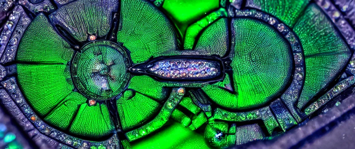 Prompt: high quality close-up photo scarab!! crystal iridescent gorgeous hyperdetailed moody green lighting low angle hd 8k sharp shallow depth of field