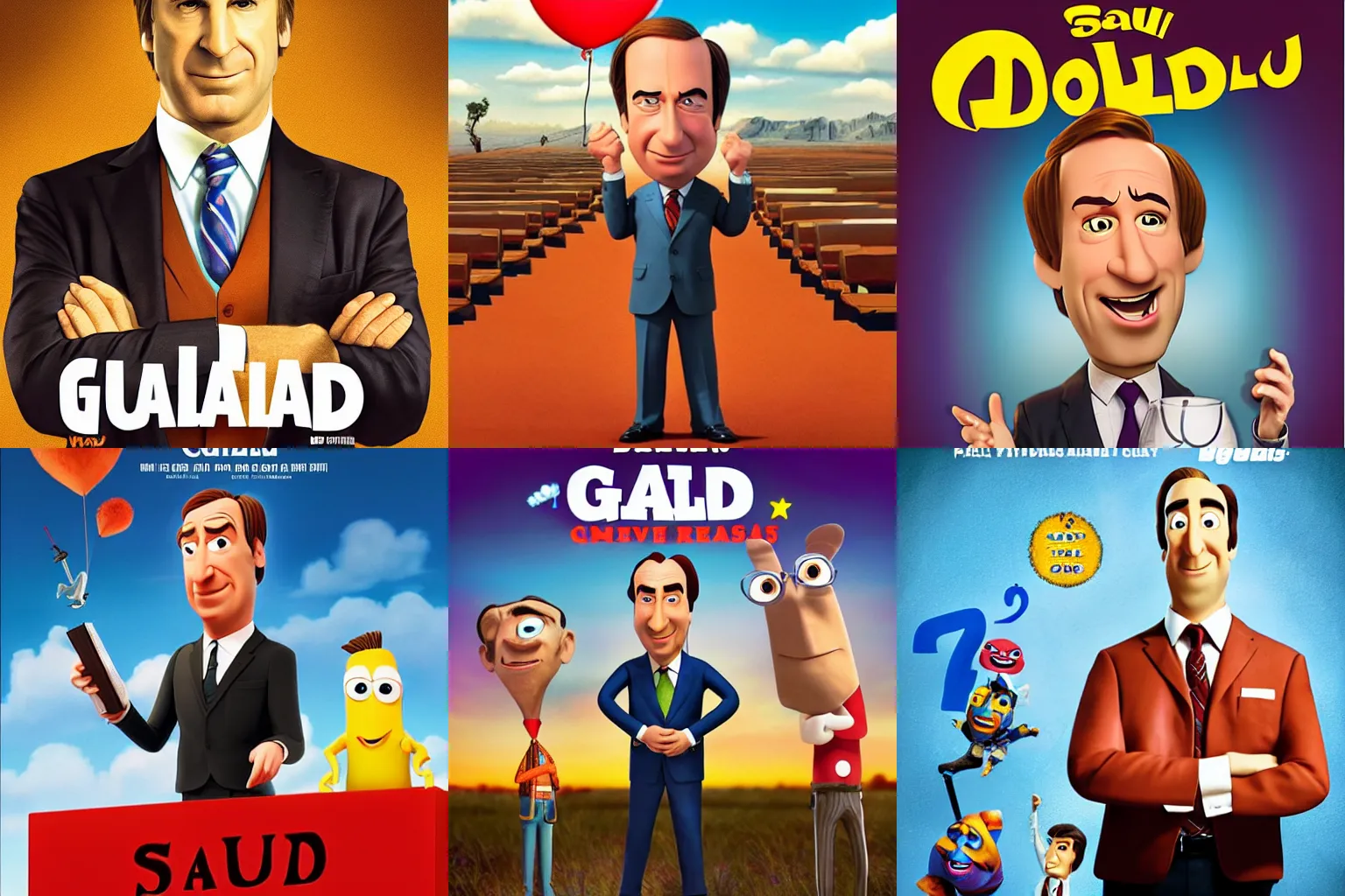 Prompt: saul goodman in a pixar movie, cartoon poster