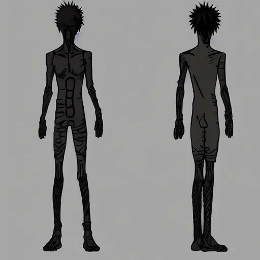 Prompt: naruto, alien grey, tall, very thin, terrifying, grimdark, photorealistic