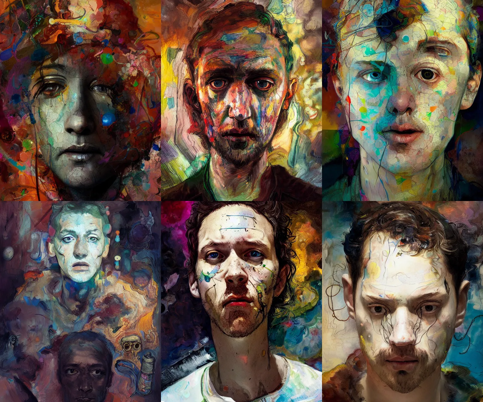 Prompt: portrait of depression, in the style of disco elysium, expressionism, artstation, trending, by aleksander rostov, jenny saville, rembrandt, alex kanevsky, wassily kandinsky, dave mckean, yoshitaka amano