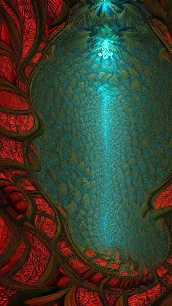 Image similar to 3d fractal background by Escher, magic tree, dmt, tripy, psychedelic, mandelbulb 3d, digital art, high details, depth of field, hard lighting, trending on artstation, deviantart, octane render, HD, 8k