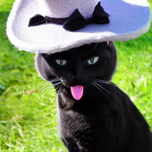 Prompt: a cat in a hat wearing a tutu