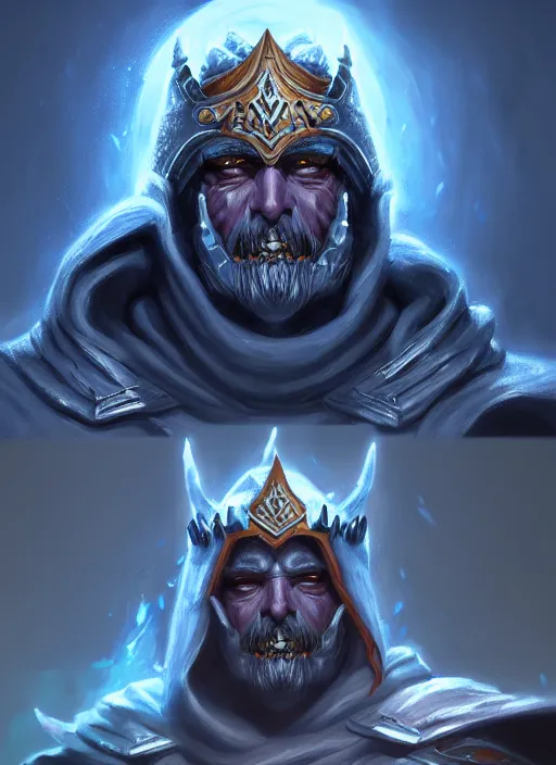 Prompt: portrait painting of lich king, acrylic, daz. detailed, portrait, oil painting, artstation, unreal 5, hd, artgerm, dnd, rpg