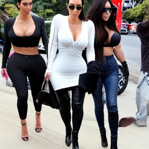 Image similar to Kim Kardashian with four arms,