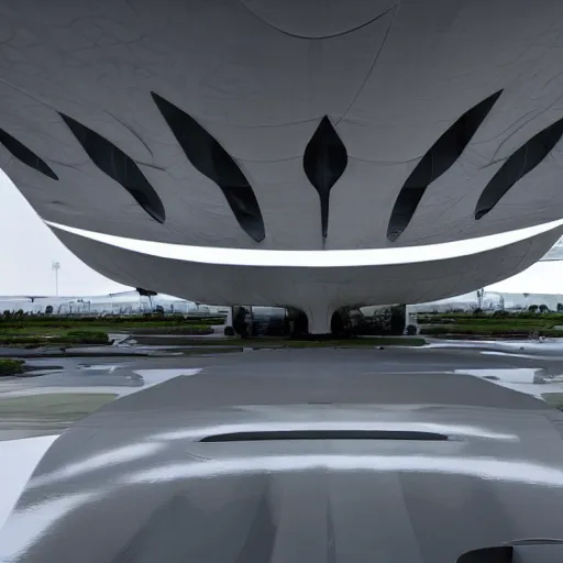 Image similar to a military base designed by zaha hadid