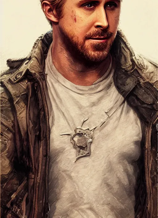 Prompt: portrait of ryan gosling, marvel comics, dark, intricate, highly detailed, smooth, artstation, digital illustration by ruan jia and mandy jurgens and artgerm and wayne barlowe and greg rutkowski and frank frazetta