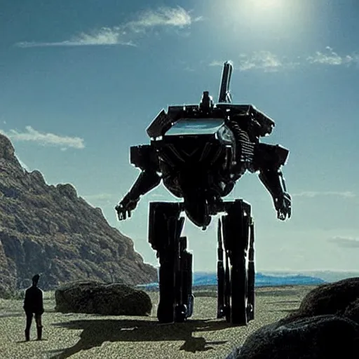 Image similar to cinematic still in westworld, mech by mamoru nagano