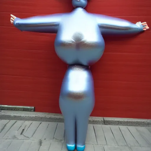 Prompt: inflated woman made of rubber