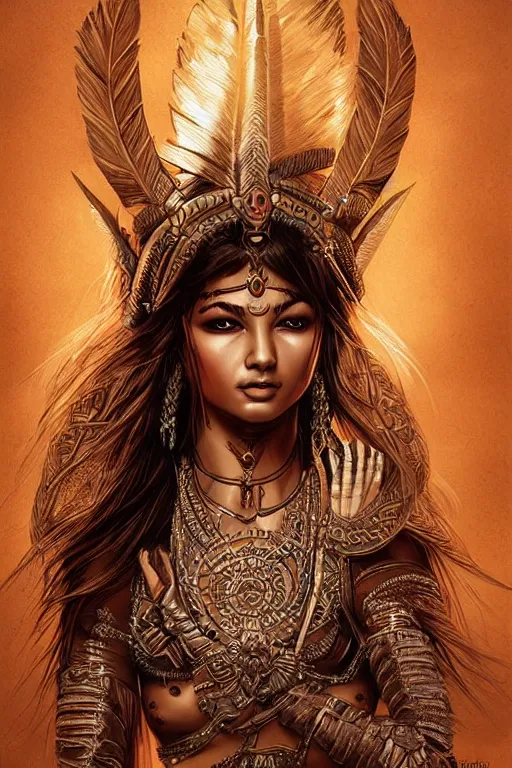 Image similar to Indian warrior princess, intricate detail, ornate, conceptual art, soft light, dynamic, art by artgerm