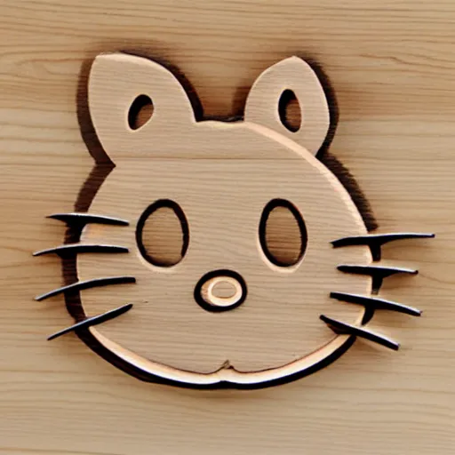 Image similar to 'hello kitty in cnc wood carving pencil sketch, highly detailed'