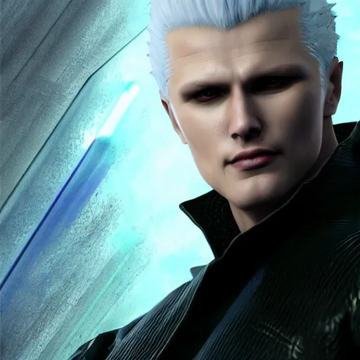 Vergil from devil may cry 5 in an anime art style