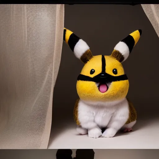 Prompt: model pikachu cute pikachu at a model photoshoot studio lighting by annie leibovitz