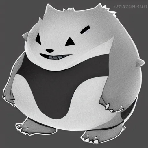 Image similar to hyper detailed snorlax with black background, hyper realistic, 3D rende