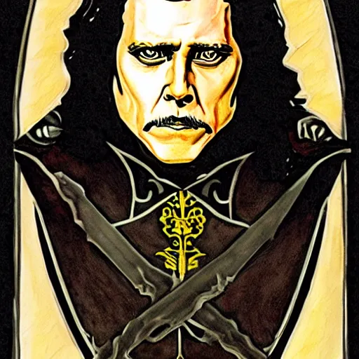 Prompt: an art nouveau portrait of Christoph Walken as a Klingon Warrior, award winning, dramatic