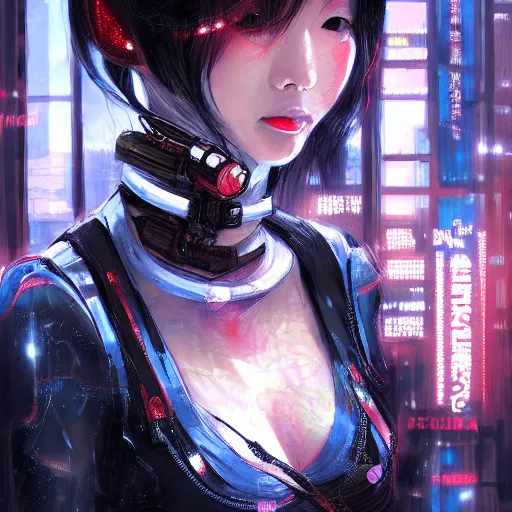 Image similar to portrait of a beautiful women by pu hua, cyberpunk art, pixiv contest winner. futuristic. detailed painting