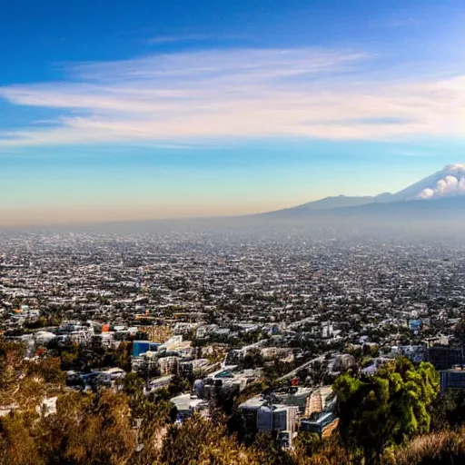 Image similar to the view from runyon canyon overlooking los angeles as a huge volcano erupts beneath l. a.