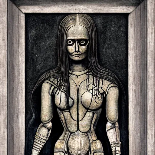 Prompt: giger, h. r. - monalisa in the style of giger, h. r. by giger, h. r.