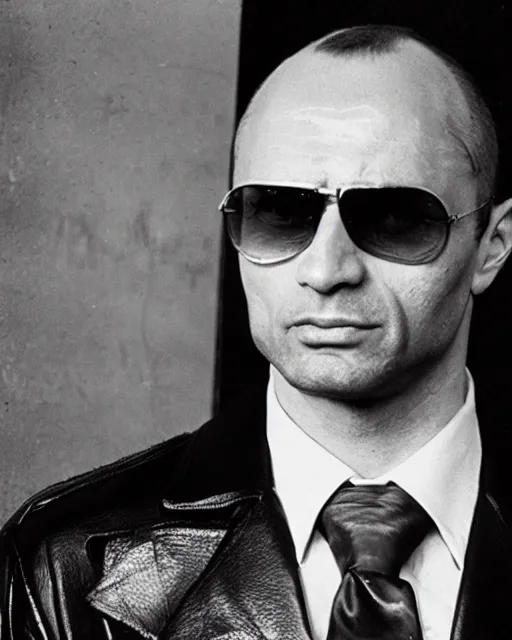 Image similar to a portrait of a 1 9 8 0 s kgb agent looking like the rock