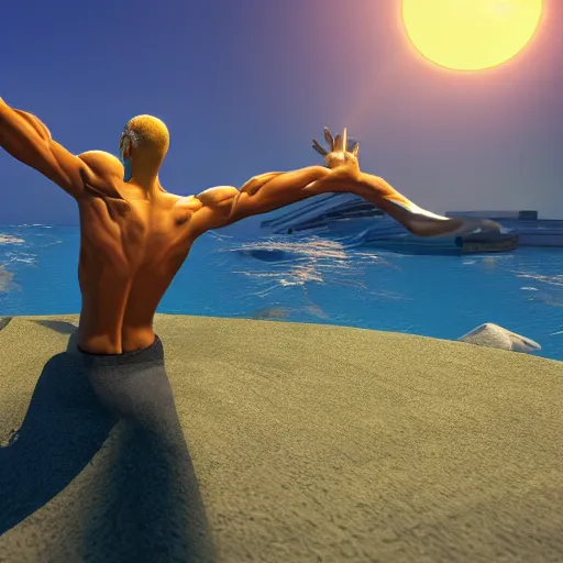 Prompt: sun with arms, photorealistic, 4 k