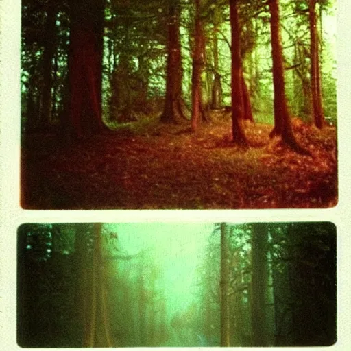 Image similar to dark forest party in 1 9 6 9, polaroid photo, perfect photo, photo pinterest