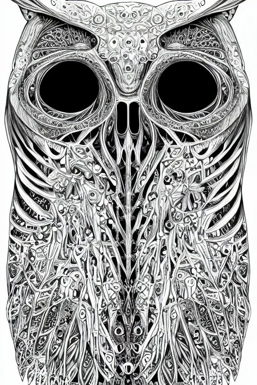 Image similar to a white bone owl, symmetrical, highly detailed, digital art, sharp focus, skeleton, trending on art station