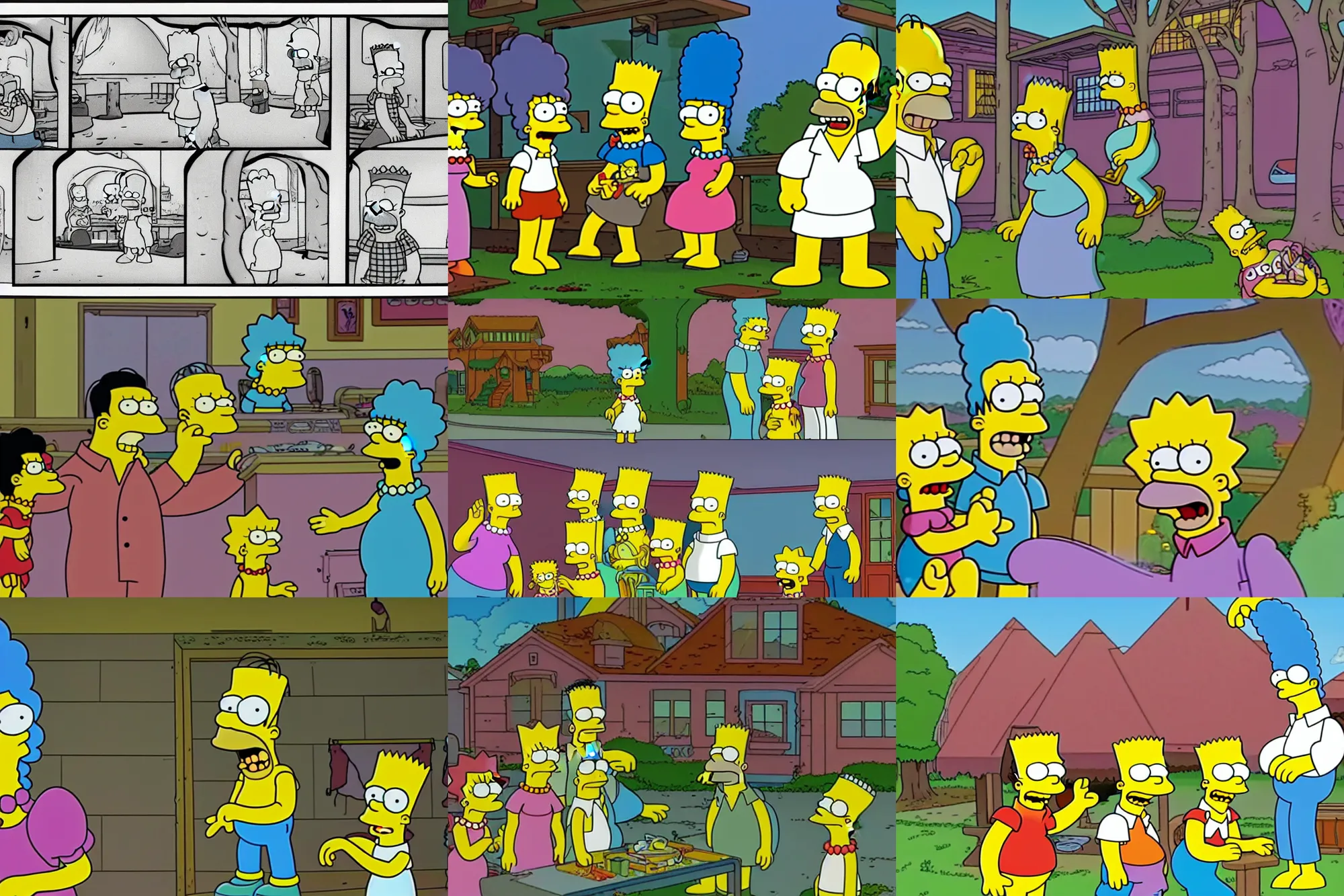 Prompt: still frames from The Simpsons lost Treehouse of Horror episode