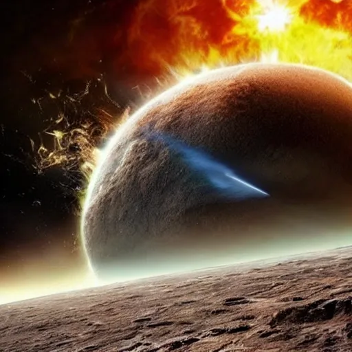 Image similar to Asteroid crashing into the earth, style of blockbuster movie