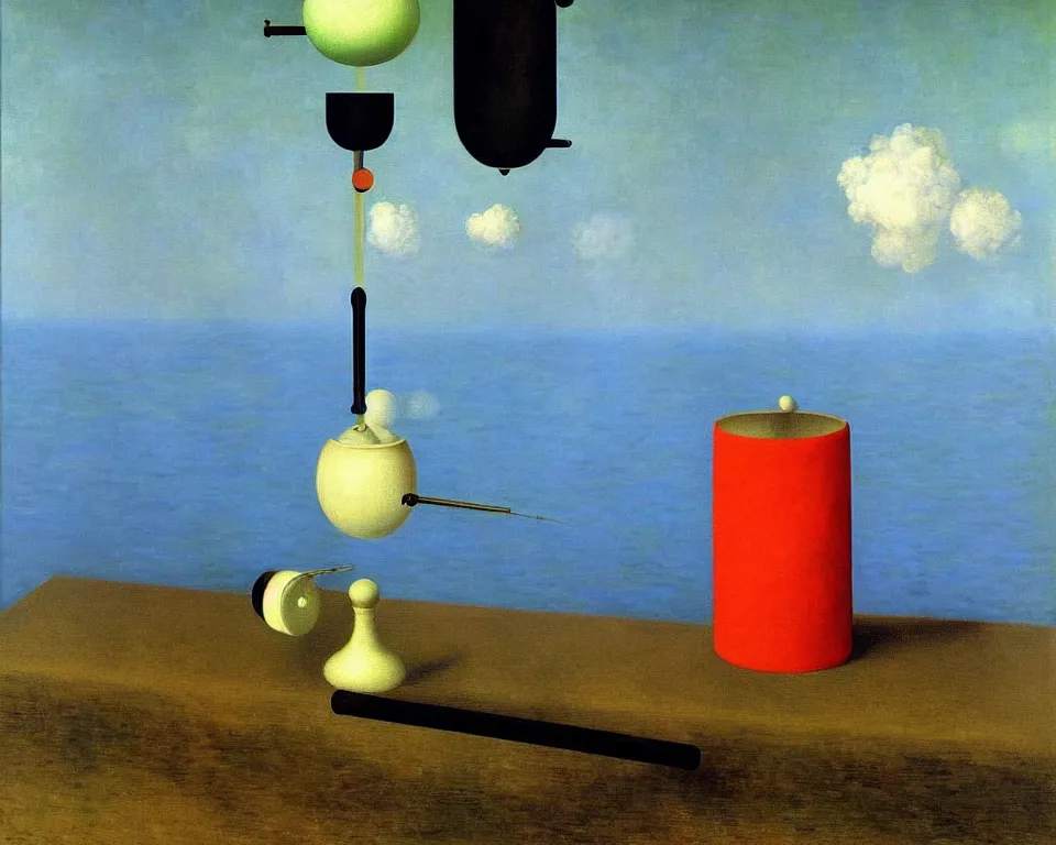 Prompt: achingly beautiful painting of a gravity bong for smoking weed by rene magritte, monet, and turner. whimsical.