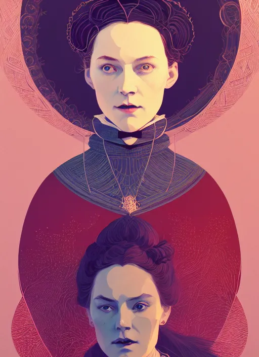 Prompt: portrait of a beautiful nordic woman wearing victorian era clothes, artstation winner by victo ngai, kilian eng and by jake parker, by conrad roset, swirly vibrant color lines, winning award masterpiece, fantastically gaudy, aesthetic octane render, 8 k hd resolution