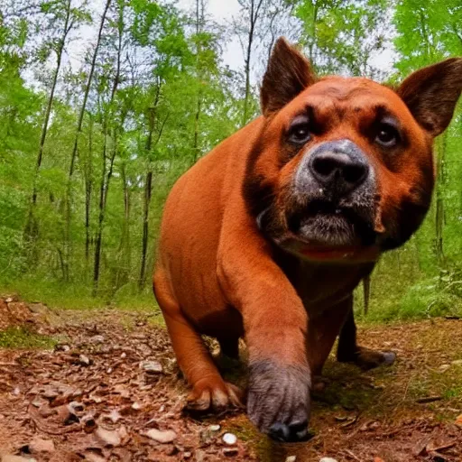 Image similar to trail cam footage of Cleveland Brown hunting his food, 4k