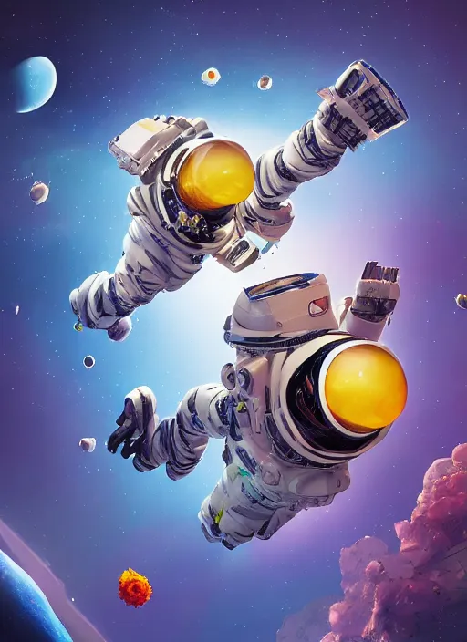 Image similar to An epic fantastic realism comic book style astroneer painting of the most beautiful flowers launched into space, bouquets, solar eclipse, fisheye, unreal 5, DAZ, hyperrealistic, octane render, dynamic lighting