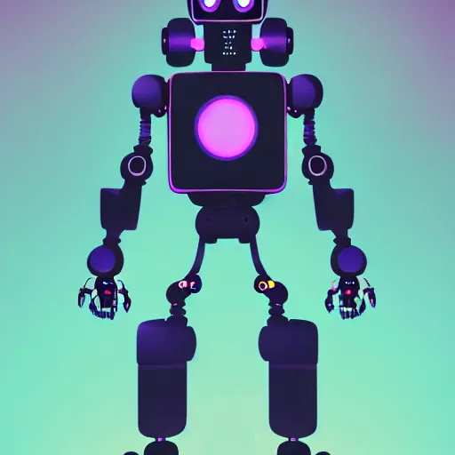 Prompt: a robot with a crt monitor for a head and wearing a leather bomber jacket, black sweatpants, pastel aesthetic, studio ghibli, character design, fantasy, 8 k resolution