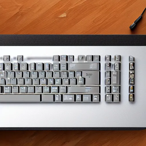 Prompt: “A product render of a mechanical keyboard, realistic”