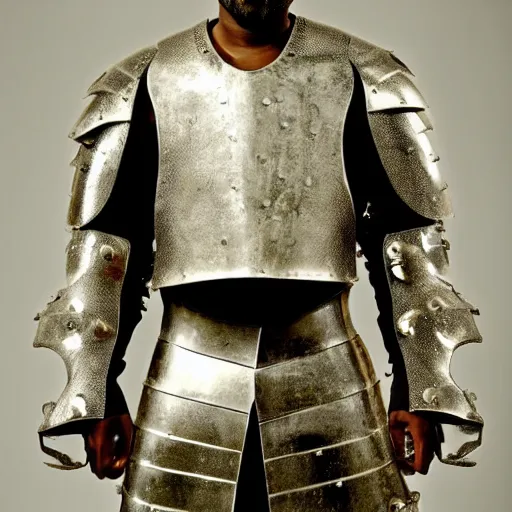 Image similar to kanye west wearing medieval armor