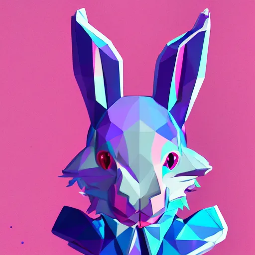 Image similar to aesthetic rabbit fursona portrait, commission of a anthropomorphic male horse, fursona horse wearing stylish holographic clothes, winter armosphere, pastel simple art, low poly