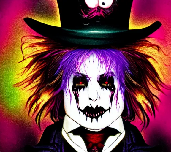 Image similar to grim-hatter, octane nightmare, deviantart hell, vcr footage, deep acid metal colors H 576