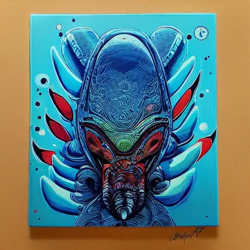 Prompt: “painted alien creature, dotart, album art in the style of James Jean”