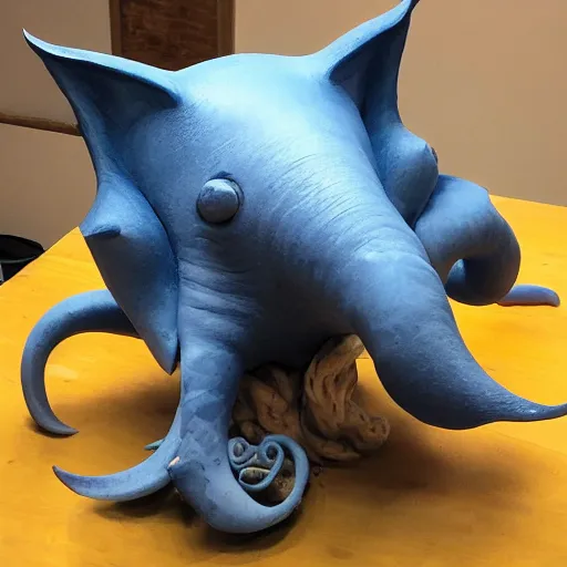 Prompt: sculpture of a pig - octopus, work in progress