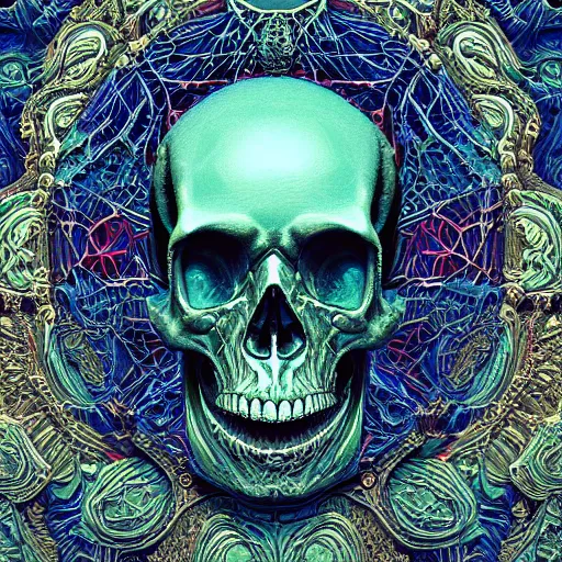 Prompt: portrait_of_a_melting_skull._intricate_abstract._psychedelic_liquod_embossed_intricate_artwork._by_Tooth_Wu_wlop_beeple_dan_mumford._octane_render_trending_on_artstat