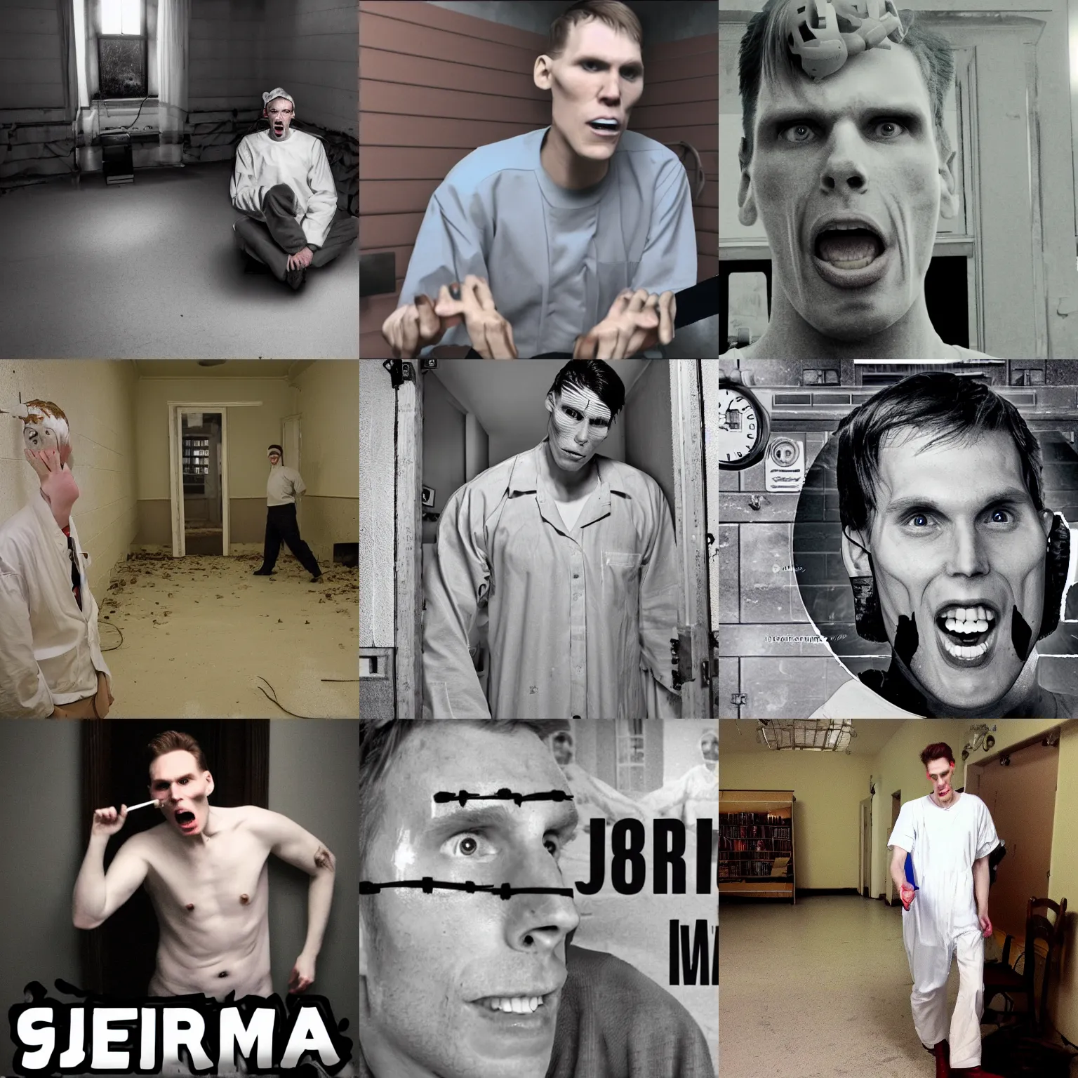 Prompt: Jerma985 in an insane asylum